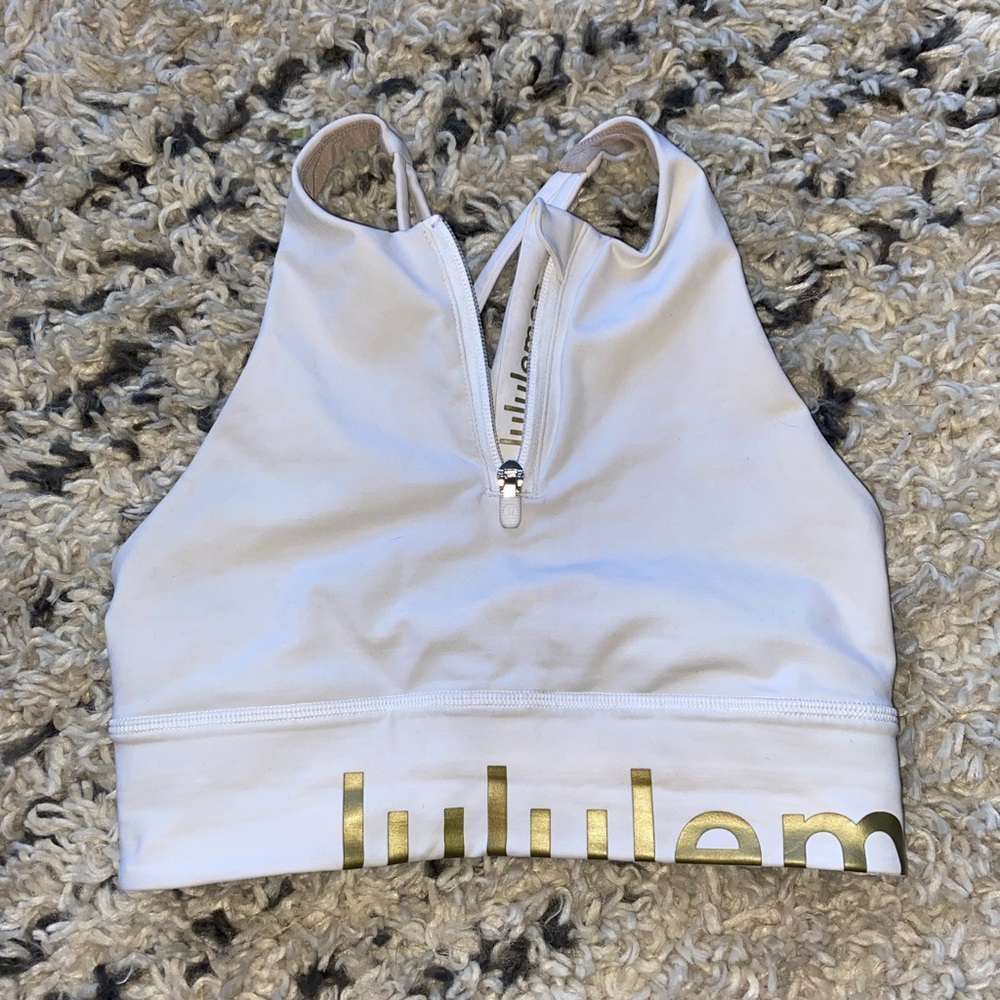 White size 4 lululemon crop zip bra